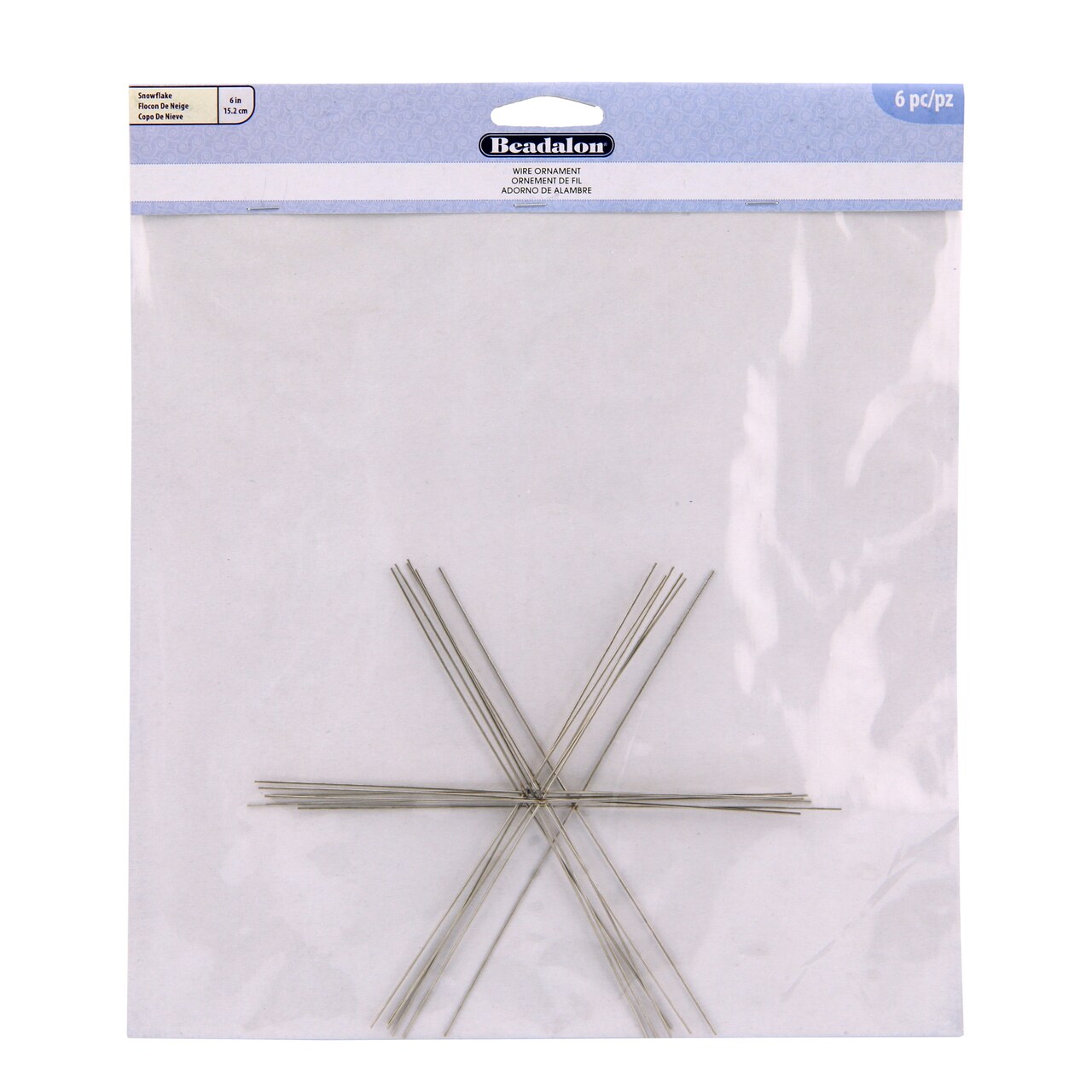 Beadalon Ornament Wire Form 6" 0.8mm Diameter 6/Pkg-Snowflake